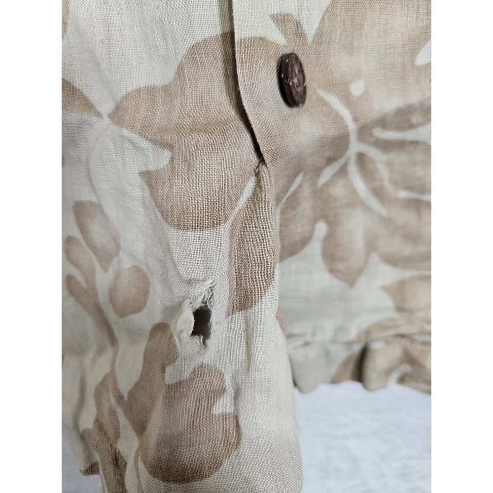 Reyn Spooner Mens Hawaiian Shirt Size XL Button Front 100%Linen FLAW - Picture 4 of 7